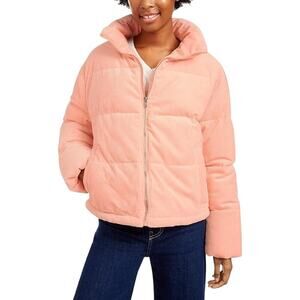 NEW Collection B Cropped Corduroy Puffer Coat Full Zip Blush Womens Size XS Pink